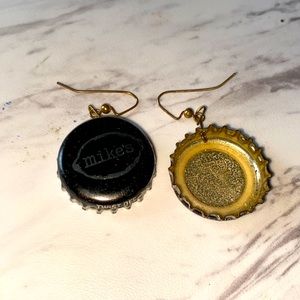 Mikes hard lemonade bottle cap earrings.